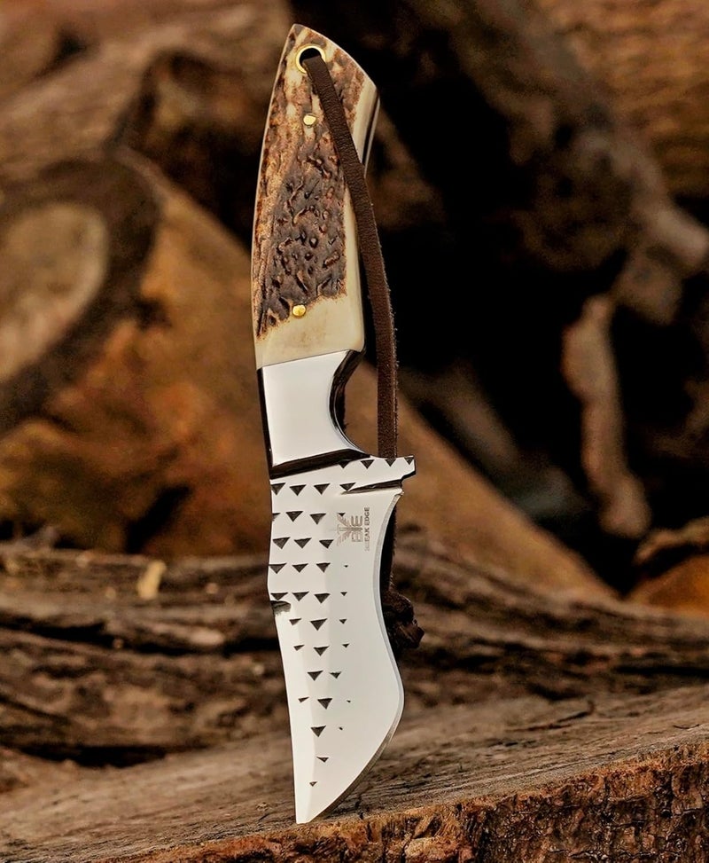 BE BREAK EDGE Premium Skinner Cow Boy Knife, Fixed Blade, Deer Antler Hunting Knife With Leather Sheath, Best Gift for Boy Friend. - Image 5